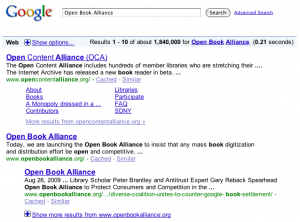 Google Search for Open Book Alliance