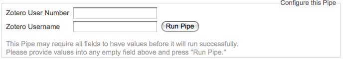 Yahoo! Pipe Configuration