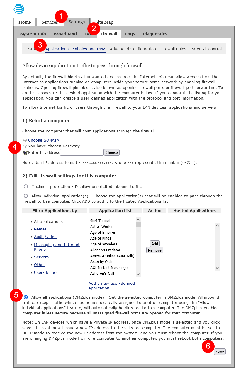 Screen Capture of the DHCP Configuration page of a Pace 5268ac Residential Gateway